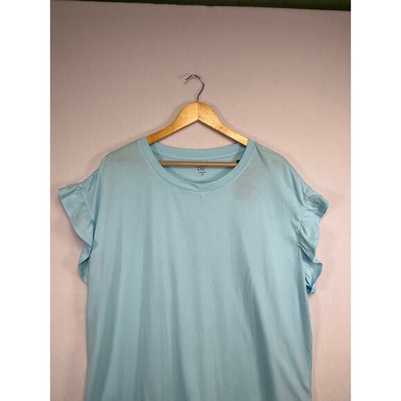 Crown & Ivy Ruffle Sleeve Blue T-shirt Top 2X Casual - Picture 5 of 10